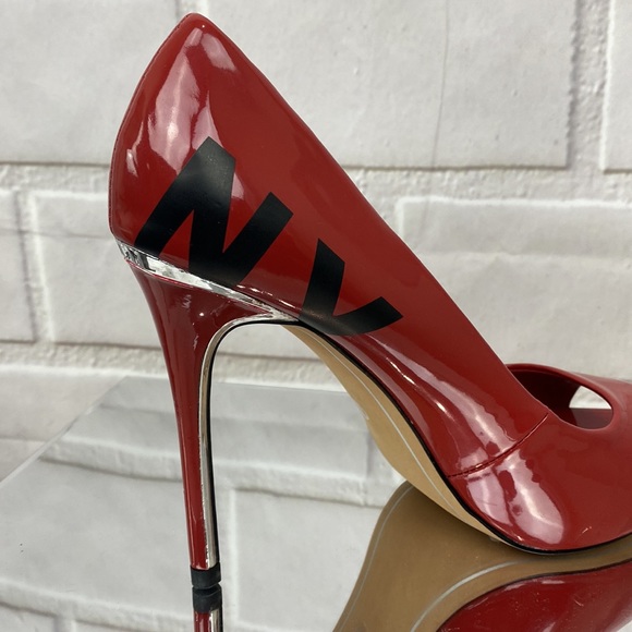 DKNY Red black and silver open toe heels NWT - Picture 8 of 12